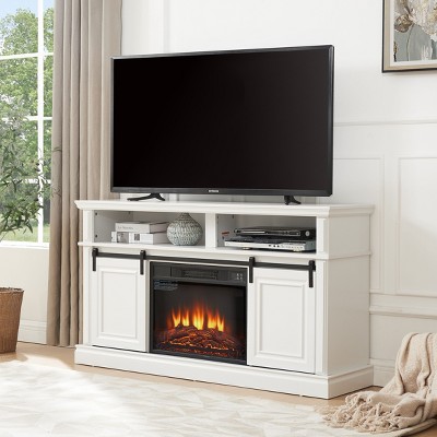 NicBex TV Stand for 65 Inch TV with Multipurpose Door,TV Entertainment Center with 23 Inch Fireplace Insert,TV Console Table for Living Room