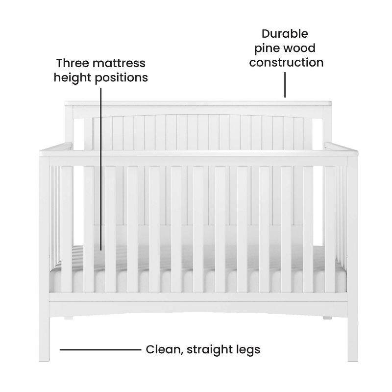 Child Craft Scout 4-in-1 Convertible Crib - Matte White, 4 of 8