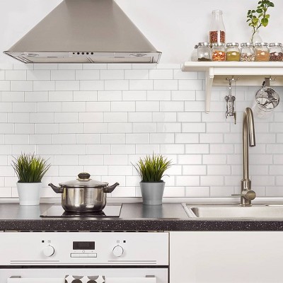 An honest peel and stick subway tile backsplash review (Smart Tiles)  Smart  tiles, White subway tiles kitchen backsplash, Smart tiles backsplash
