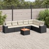 vidaXL Patio Sofa Set with Cushions Outdoor Furniture 8 Piece Poly Rattan - Black and Cream - 2 of 4