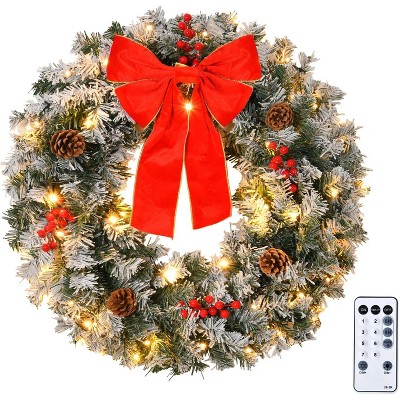 VINGLI 36" wreath with 100 Lights and 300 branches. Ideal for doors, windows, and indoor holiday decorating
