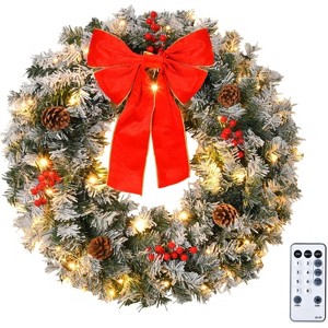 VINGLI 36" wreath with 100 Lights and 300 branches. Ideal for doors, windows, and indoor holiday decorating - 1 of 1