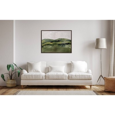 Green Mountain Landscape 30.87" x 41.87" Canvas Print with Brown Frame