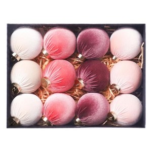 12 PCS Festiva Christmas Tree Ornaments Velvet Balls for Xmas Decor- Multicolor - 1 of 4