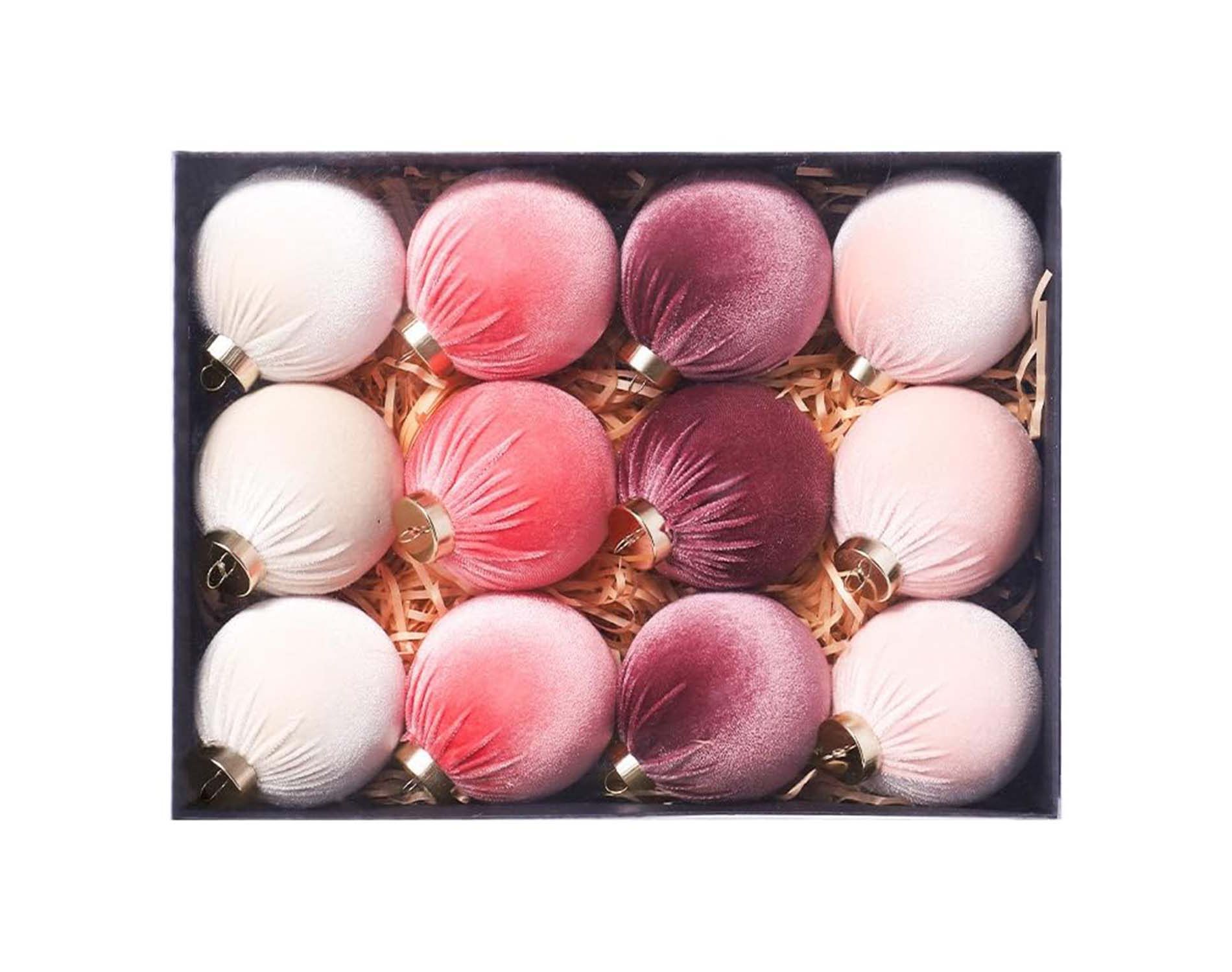 12 PCS Festiva Christmas Tree Ornaments Velvet Balls for Xmas Decor- Multicolor