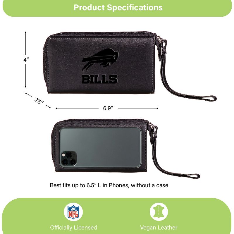 Evergreen NFL Buffalo Bills Black Leather Women's Wristlet Wallet Officially Licensed with Gift Box, 1 of 2