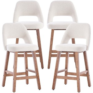 YOUNIKE Counter Height Bar Stool 26 Inch Modern Farmhouse Barstools with Solid Wood Legs Upholstered Bar Height Chair Boucle Fabric - 1 of 4