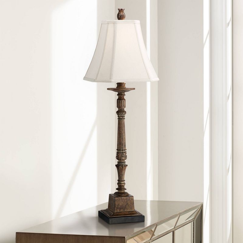 Regency Hill Thornewood 35 1/2" Tall Large Traditional End Table Lamp Brown Single Beige Shade Console Living Room Bedroom Bedside Nightstand House, 2 of 10