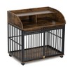NicBex 37.91Inch Dog Crate Furniture Heavy Duty Dog Crate with Open Storage Shelf,Decorative Dog Cage Table with Lockable Wheels,Indoor Use,Brown - 4 of 4