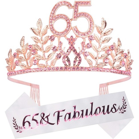 DoraDreamDeko 65th Birthday Sash And Tiara For Women - Pink - image 1 of 4