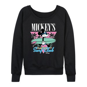 Women's - Disney - Mickey & Friends Lightweight French Terry Wide Neck Long Sleeve Shirt - 1 of 4