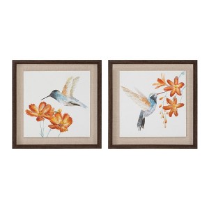 Melrose Framed Hummingbird Floral Print (Set of 2) - 1 of 4