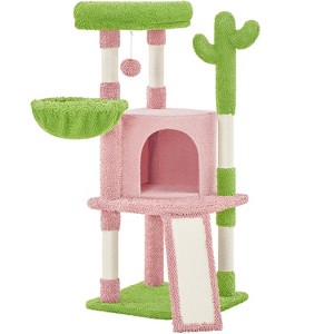 Yaheetech 42″ Height Cactus Cat Tree with Platform, Condo, Basket, Scratching Posts, Board & Hanging Ball - 1 of 4