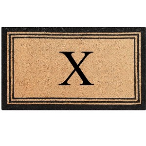 A1HC Natural Coir and PVC Backing Classic Border Monogrammed Door Mat, Anti-Shed Entry Doormat - 1 of 4