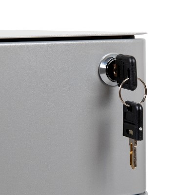 Modern Gray 3-Drawer Mobile Locking Filing Cabinet