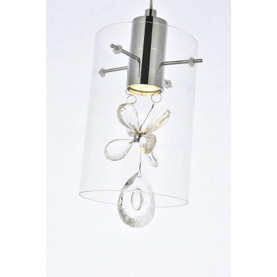 Hana Chrome Crystal LED Pendant Light with Clear Glass Shade