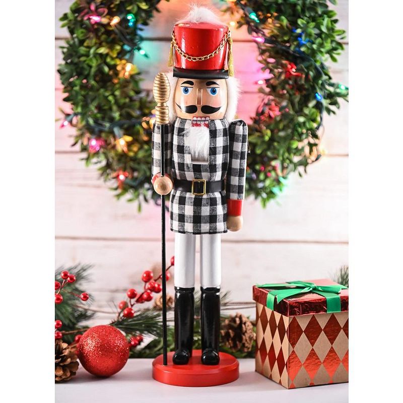 Ornativity Christmas Wooden Checkered Soldier Nutcracker - 15 in, 4 of 8