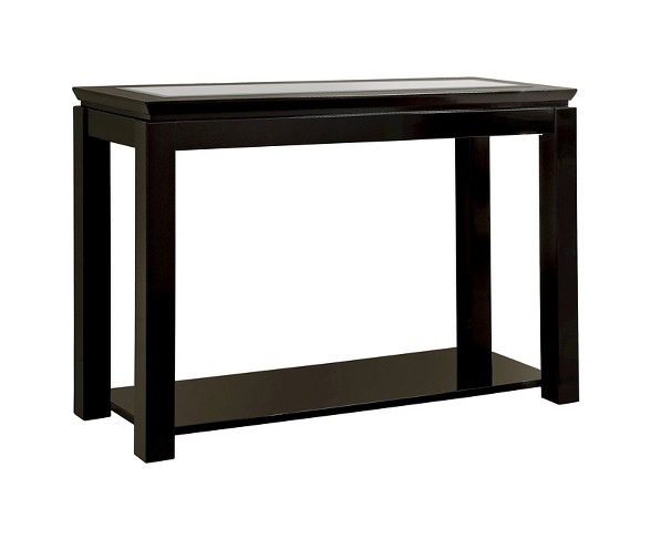 miBasics Tellma High Gloss Glass Top Sofa Table Black