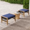 Tangkula 2PCS Acacia Wood Outdoor Patio Ottoman Footstool w/ Removable Cushion - 3 of 4