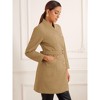 Allegra K Women's Button Down Stand Collar Long Sleeve Belt Winter Classic Long Coat - 4 of 4
