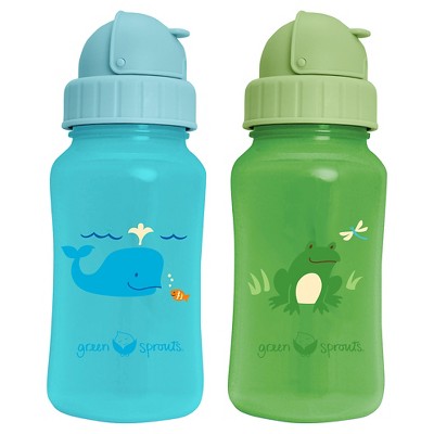 green sprouts Straw Bottle (2pk) - Aqua - 10oz