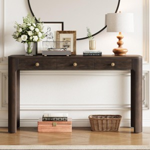 52" Rustic Console Table with Drawers, Narrow Entryway or Sofa Table with Storage for Hallway or Living Room -3irtyhousy - 1 of 4