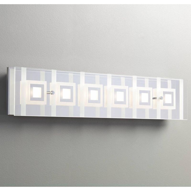 Possini Euro Design Reese Modern Wall Light Chrome Hardwire 28 1/4" 6-Light LED Fixture Rectangular Glass for Bedroom Bathroom Vanity Living Room Home, 2 of 6