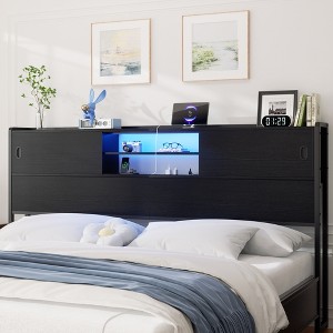 Aheaplus King Headboard with Storage Cabinet, Headboard with Sliding Doors, Charging Station - 1 of 4