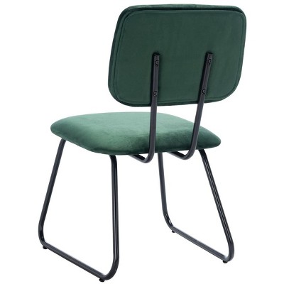 Malachite Green Velvet Parsons Side Chair Set with Matte Black Frame