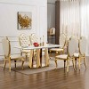 70 Inch Modern Design Dining Table, Rectangular Dining Table for 6 People, Faux Marble Table Top with Stainless Steel Base-Cuddlewood - 2 of 4