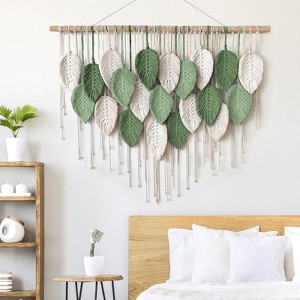 Aoibox Large Macrame Wall Hanging, Boho Leaves Tapestry, Handmade Woven Decor, Bohemian Wall Art for Bedroom, Living Room, Nursery, 39"W x 29.5"L - 1 of 4