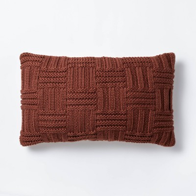 Oversized Basket Weave Knit Lumbar Throw Pillow Mahogany - Threshold™ designed with Studio McGee