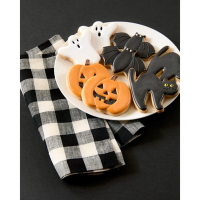 Black and Cream Linen Check Dinner Napkins Set of 4