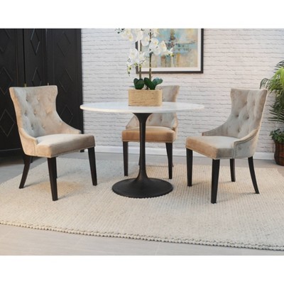 Enzo 40 Inch Round Marble Top Dining Table with Black Iron Base