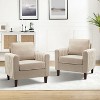 Set of 2 Deionides Tufted Wooden Upholstered Comfy Club Chair For Bedroom And Living Room With Wood Legs| ART OF LIVING DESIGNS - 2 of 4