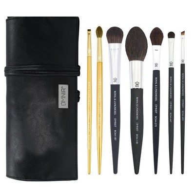 OMNIA Brush Artist Favorites, Sara Ann, 8pc Makeup Brush Set with Wrap, Includes - Crease, Smudger, Complexion and Highlighter Makeup Brushes