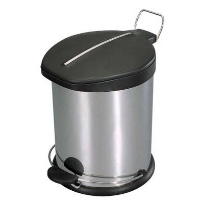 Home Basics 20 Liter Brushed Stainless Steel  with Plastic Top Waste Bin, Silver