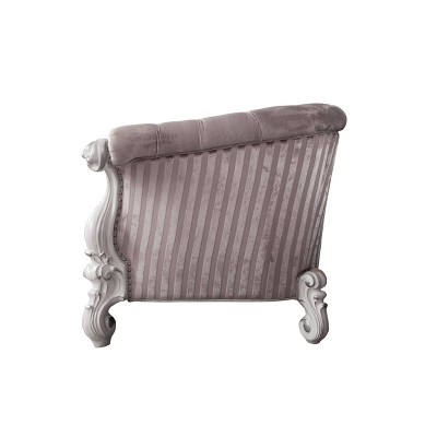 Versailles Ivory Velvet and Wood Accent Chair with Pillows