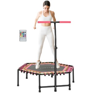 Soozier 45" Mini Trampoline, Rebounder Trampoline for Adults with LED Lights and Adjustable Handle, Quiet Bungee Rebounder - 1 of 4