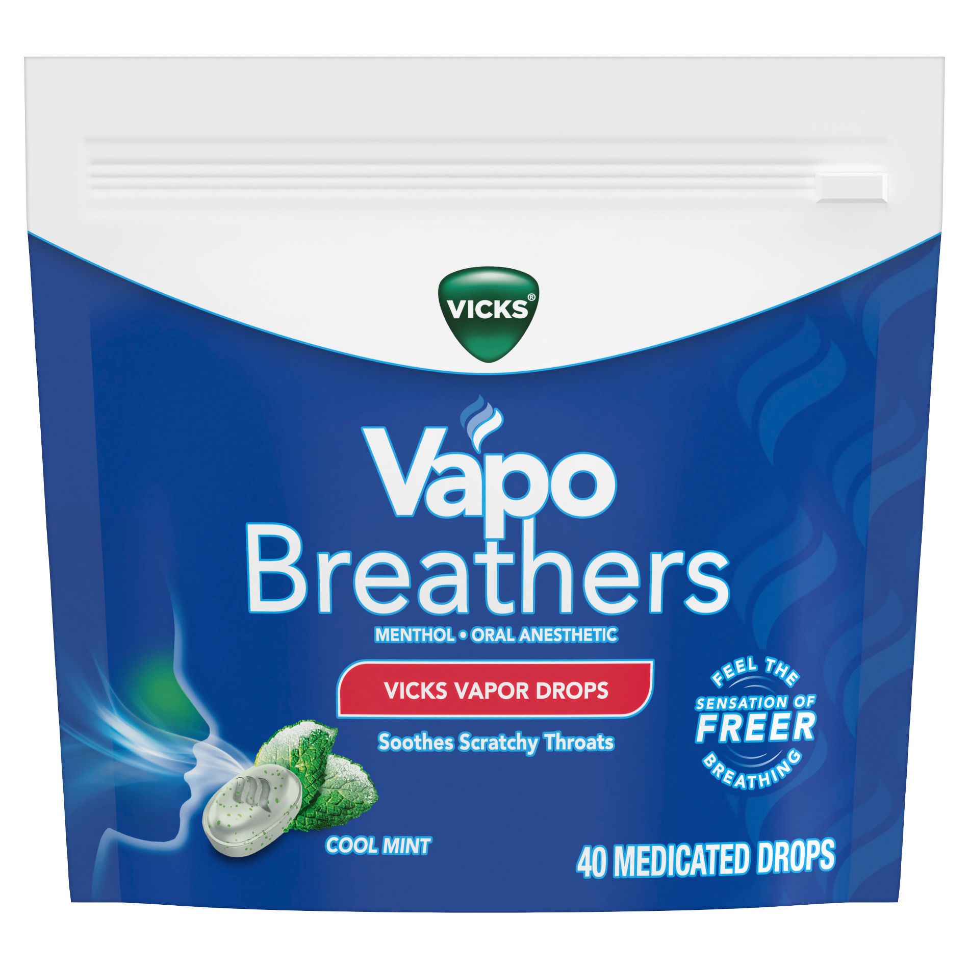 Vicks Vapo Breather Drops - Cool Mint - 40ct