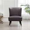 CAVINAS Modern Accent Chair Velvet Upholstered Lounge Chair with Curve Middle Back and Wood Legs Comfy Chair for Living Room, Bedroom, Nursery - 3 of 4