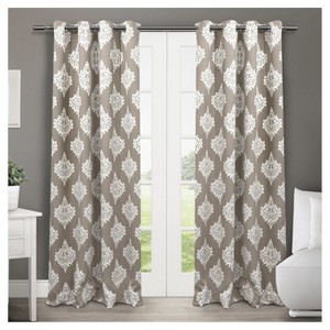 Set of 2 / Pair Medallion Blackout Thermal Grommet Top Window Curtain Panels Exclusive Home - 1 of 3