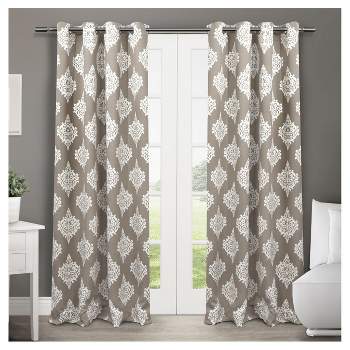 Set of 2 / Pair Medallion Blackout Thermal Grommet Top Window Curtain Panels Exclusive Home