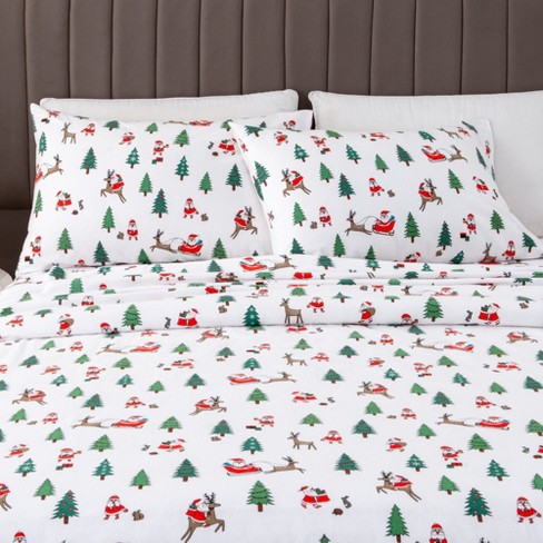 Great Bay Home Cotton Printed Flannel Sheet Set (twin, Santa) : Target
