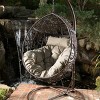 Outdoor Rattan Hanging Basket Chair,Modern Woven Swing Chair with Water Resistant Cushion,Hanging Chair for Patio or Balcony-Coolbibila - 3 of 4