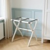 HomeRoots White Folding Luggage Rack With Gray Straps - 2 of 4