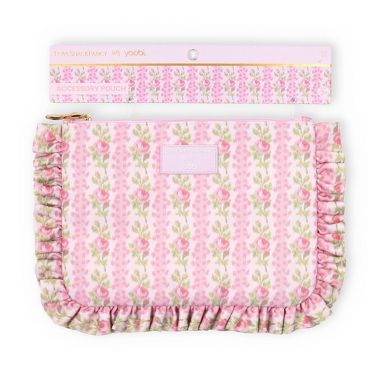 LoveShackFancy x Target - Yoobi Blooming Heirloom Flat Zip Pencil Case with Ruffles Strawberry Macaroon