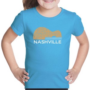 LA Pop Art Nashville Guitar - Girl's Word Art T-Shirt - 1 of 4