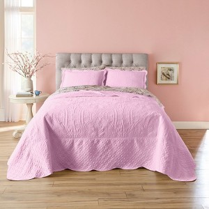BrylaneHome Lily Damask Bedspread Bedding Collection - 1 of 4