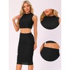 INSPIRE CHIC Women's Mock Neck Tank Top and Bodycon 2 Pieces Skirt Sets - 2 of 4